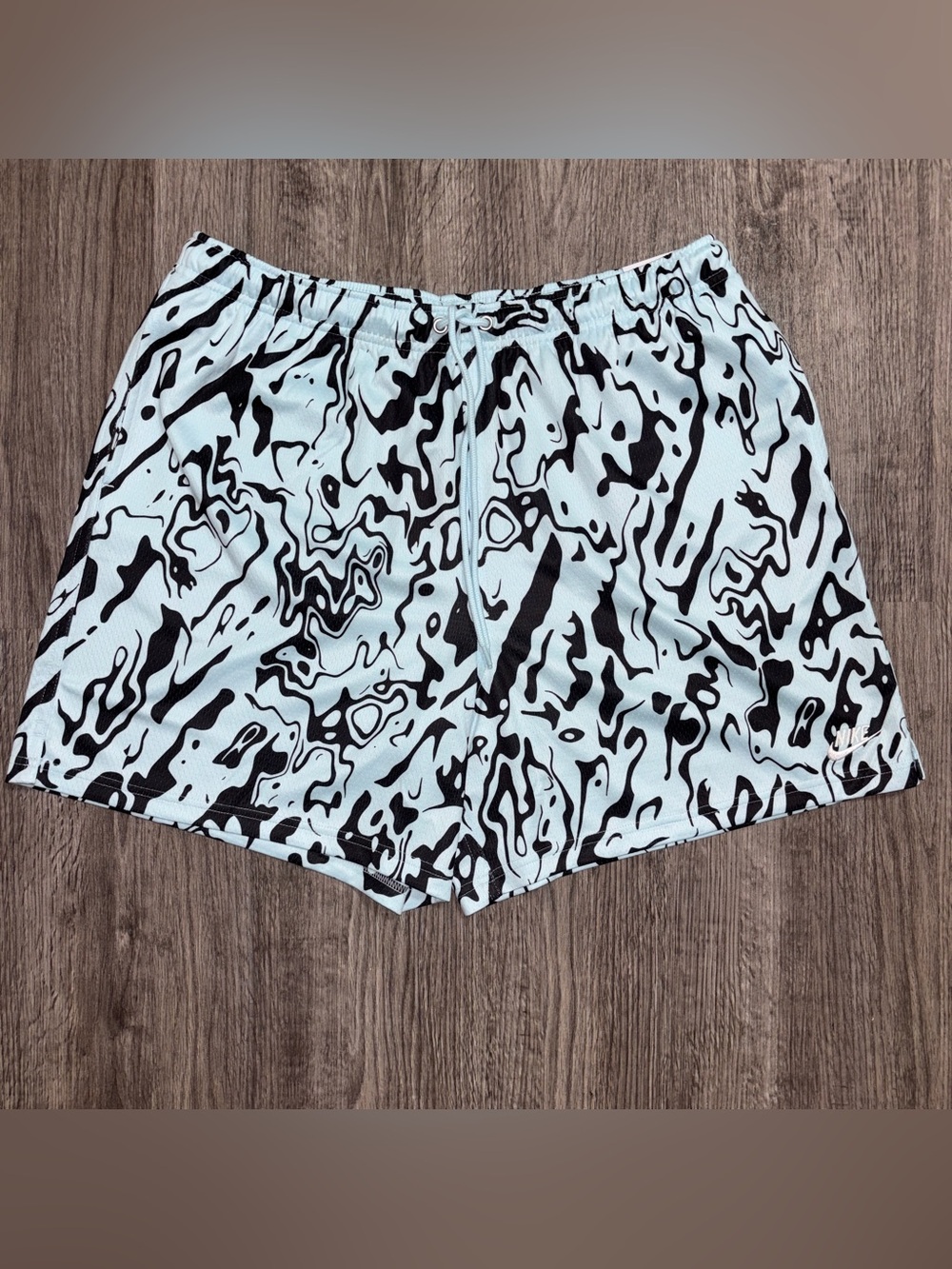 Nike Mesh Shorts Men’s L Blue Black Abstract Basketball Style New $55